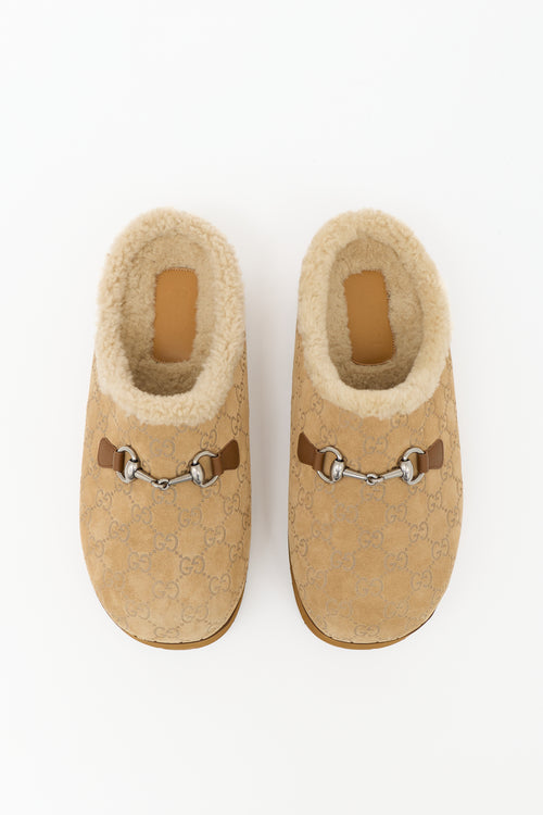 Gucci GG Shearling Platform Mule