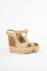 Gucci Suede GG Layered Wedge Sandal