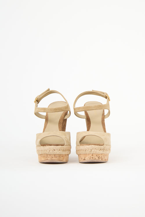 Gucci Suede GG Layered Wedge Sandal
