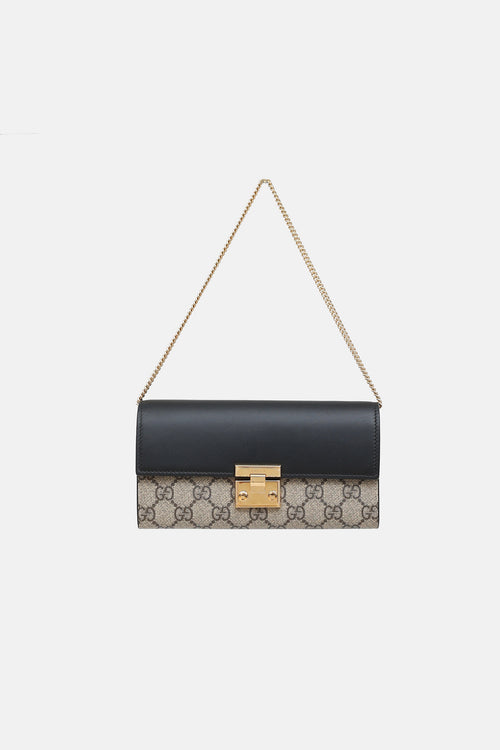 Gucci GG Supreme Padlock Wallet On Chain Bag