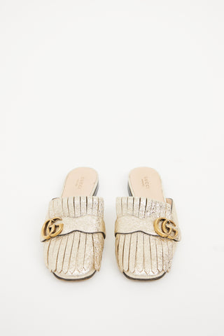 Gucci Gold Marmont Fringe Mule