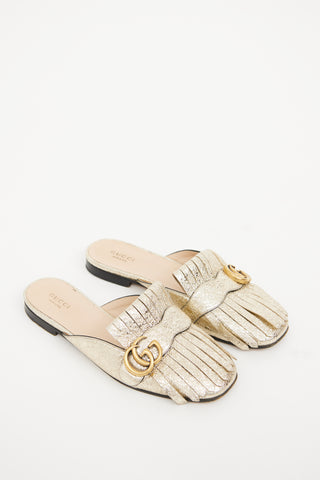 Gucci Gold Marmont Fringe Mule