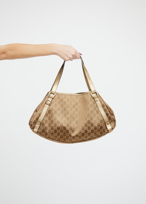 Gucci Brown & Gold GG Canvas Tote Bag