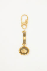 Gucci Gold Green Leather Keychain Tag