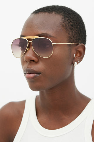 Gucci Gold Bamboo 2235S Aviator Sunglasses