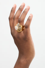 Gucci Gold Crystal Heart GG Ring