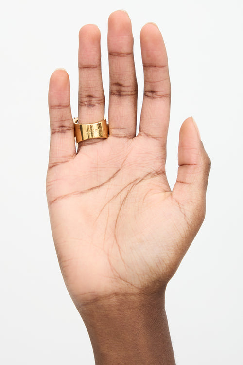 Gucci Gold Crystal Heart GG Ring