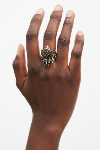 Gucci Gold Feathered Head Ring