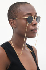 Gucci Gold GG1034S Circular Chain Link Sunglasses
