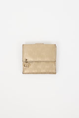 Gucci Gold Imprime Monogram GG Pierce French Wallet