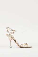 Gucci Gold & Multicolour Leather Metallic Jewel Sandal