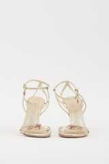 Gucci Gold & Multicolour Leather Metallic Jewel Sandal