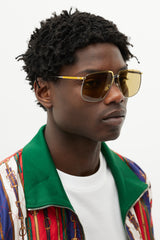 Gucci Silver & Gold GG0365S Aviator Sunglasses