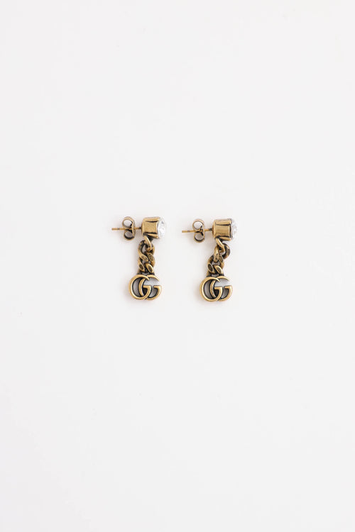 Gucci Cubic Zirconia GG Drop Earrings