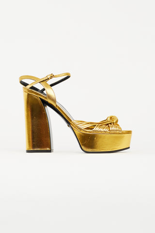 Gucci Gold Knotted Platform Heel