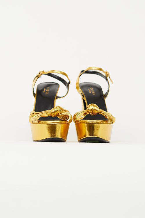 Gucci Gold Knotted Platform Heel