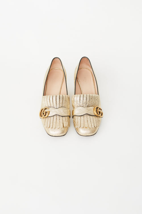 Gucci Gold Marmont 50mm Heeled Loafer