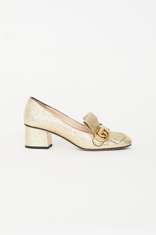 Gucci Gold Marmont 50mm Heeled Loafer