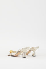 Gucci Gold Metallic Leather Embellished Dora Sandal