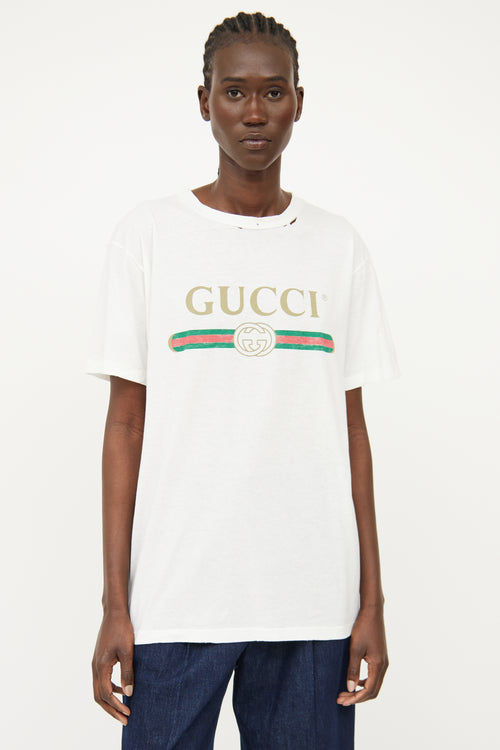 Gucci White Multi Colour Logo T-shirt