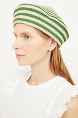Gucci Beige & Green Striped Hemp Beret