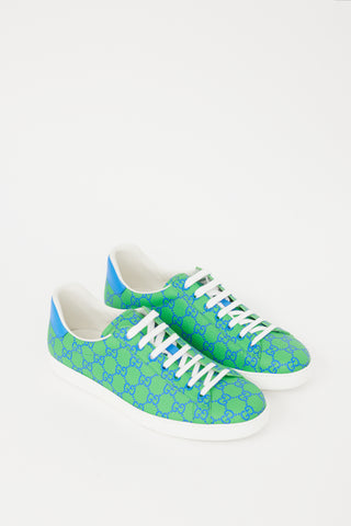 Gucci Green & Blue Canvas GG Supreme Ace Sneaker