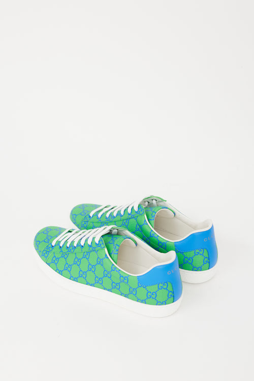 Gucci Green & Blue Canvas GG Supreme Ace Sneaker