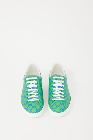 Gucci Green & Blue Canvas GG Supreme Ace Sneaker
