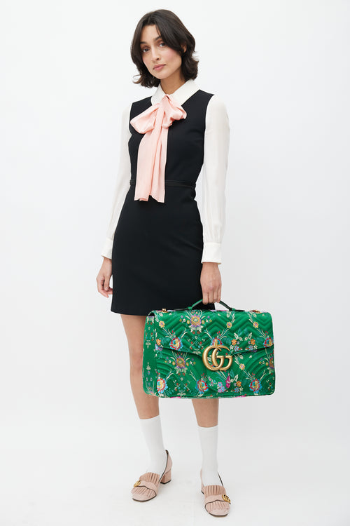 Gucci Green GG Marmont Maxi Jacquard Floral  Bag