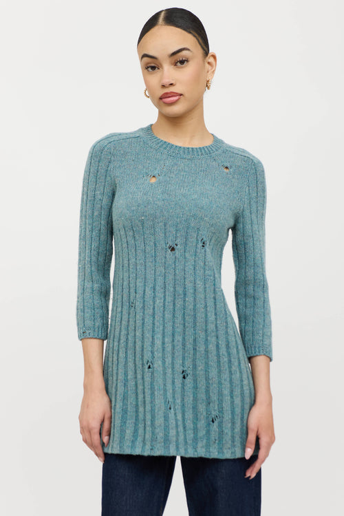 Gucci Wool Knit Distressed Sweater Dress