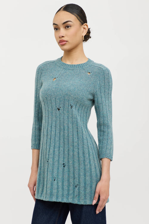 Gucci Wool Knit Distressed Sweater Dress