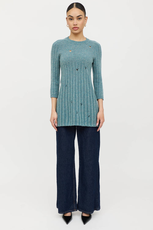 Gucci Wool Knit Distressed Sweater Dress