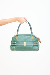 Gucci Green Leather Boston Monogram Bag