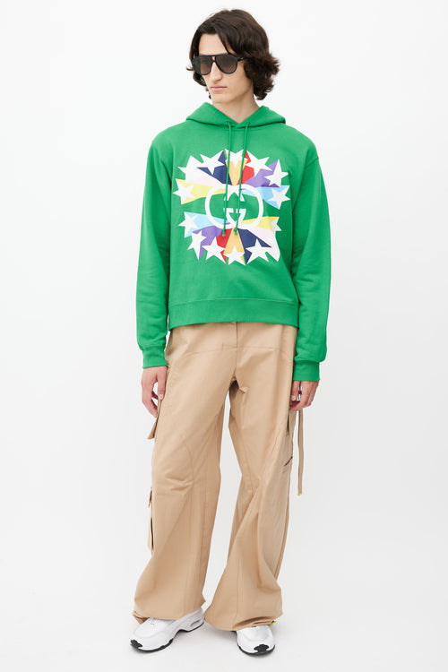 Gucci Green & Multicolour GG Star Logo Hoodie