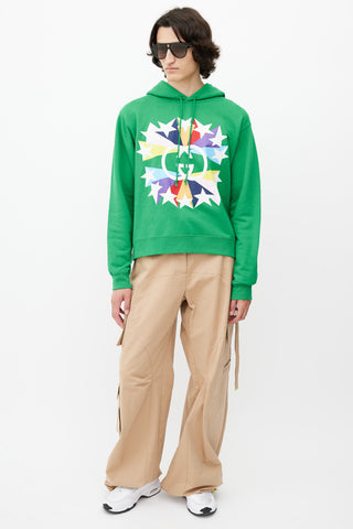 Gucci Green & Multicolour GG Star Logo Hoodie