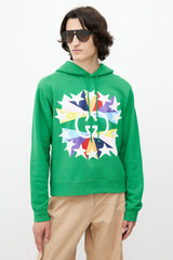 Gucci Green & Multicolour GG Star Logo Hoodie