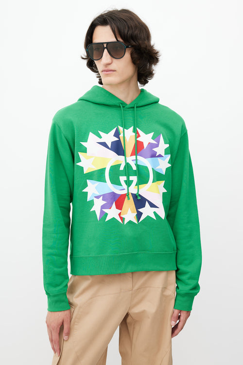 Gucci Green & Multicolour GG Star Logo Hoodie