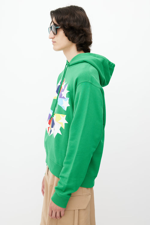 Gucci Green & Multicolour GG Star Logo Hoodie