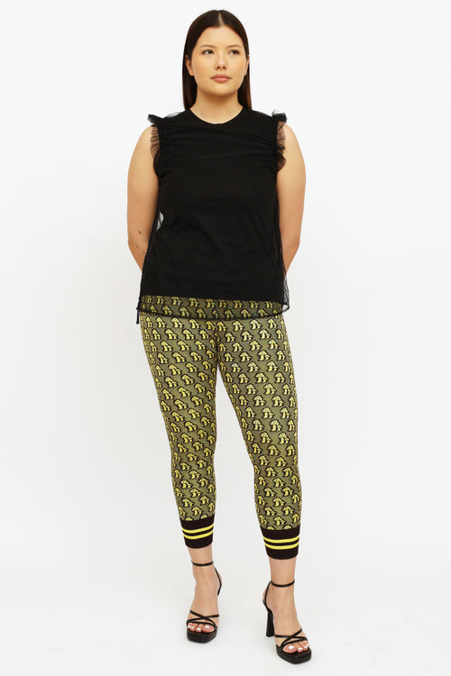 Gucci Yellow & Brown Knit Print Jacquard Legging