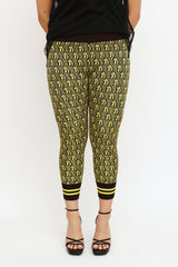 Gucci Yellow & Brown Knit Print Jacquard Legging