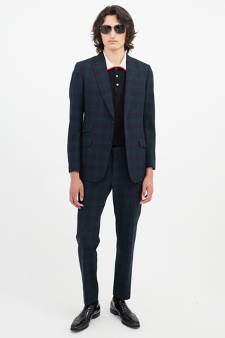 Gucci Green & Navy Wool Plaid Suit