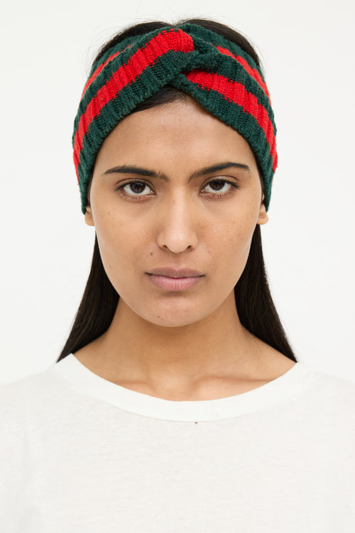 Gucci Red & Green Web Knit Headband