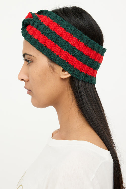 Gucci Red & Green Web Knit Headband