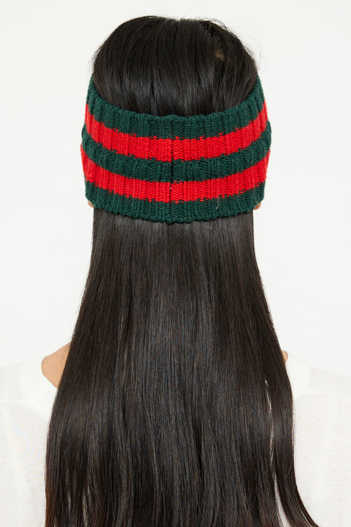 Gucci Red & Green Web Knit Headband