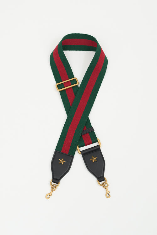 Gucci Green & Red Webbed Shoulder Strap