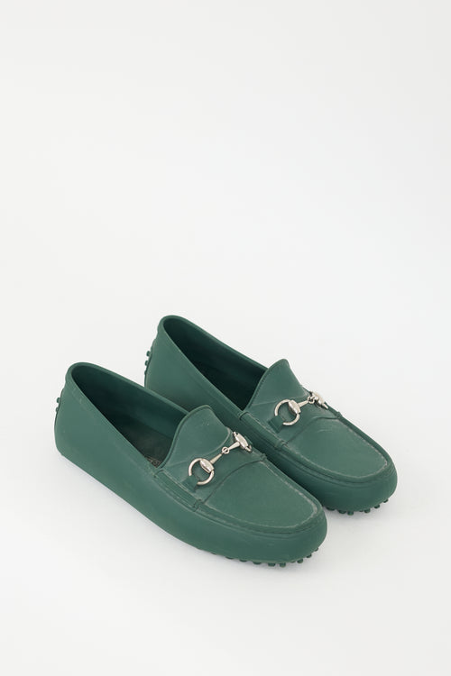 Gucci Green Rubber Driving Loafer