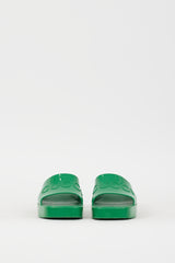 Gucci Green Rubber Logo Platform Sandal