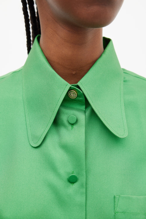 Gucci Green Silk One Pocket Shirt