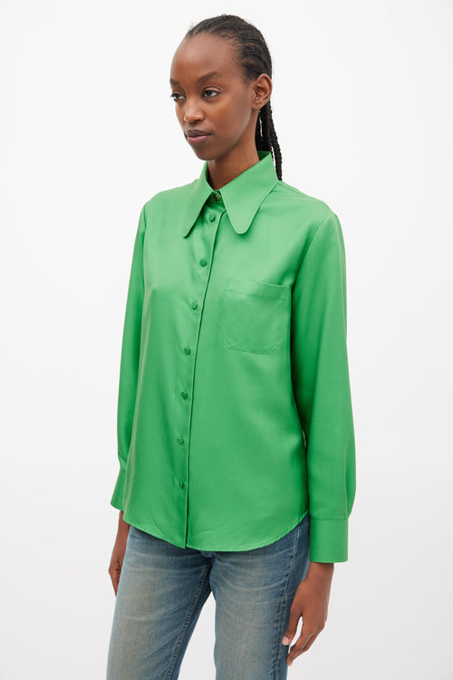 Gucci Green Silk One Pocket Shirt