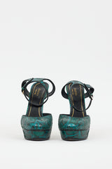Gucci Green Textured Leather Huston Heel
